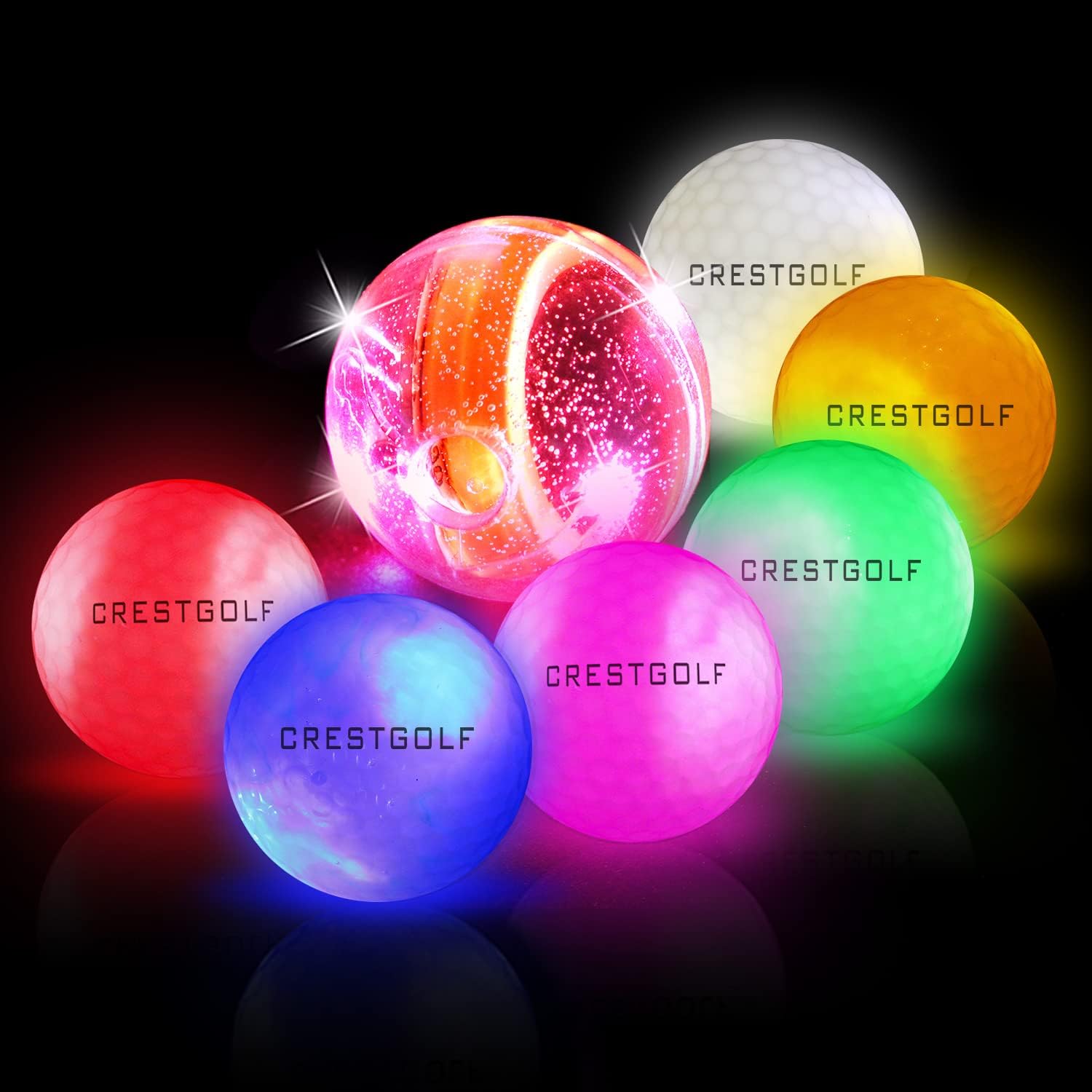Crestgolf LED golfbälle bunt Light Up Golfbälle, Night Glow Flash Light up Golfball für Lange Distanzen, Rosa rot blau grün Gelb weiß