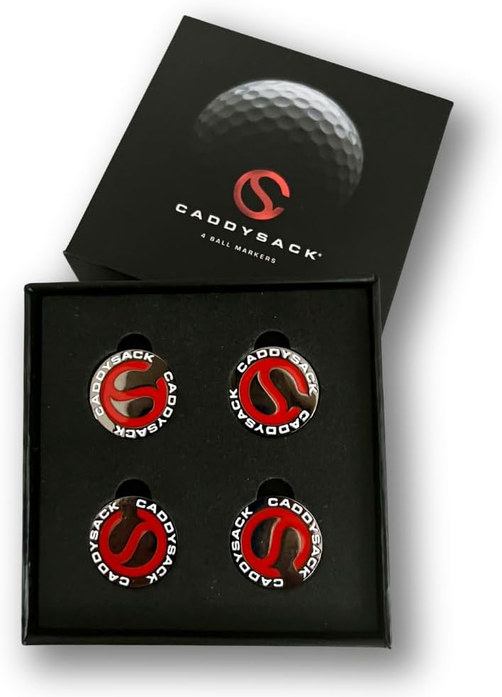CADDYSACK® Golf Ball Marker Set of 4 in Gift Box with Foam Insert - Fun and Unique Golf Gift for Tournaments and Special Occasions