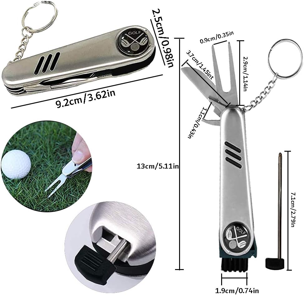 Kingrun Golf Accessories, Golf Cleaning Tool Kit, Including Golf Cloth, Golf Brush, Multifunctional Golf Knife Ball Marker, Suitable for Cleaning Golf Equipment